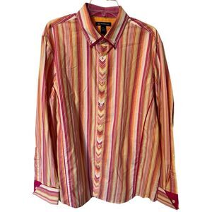 INC Unisex Striped Long Sleeve Button-Down Shirt XL
